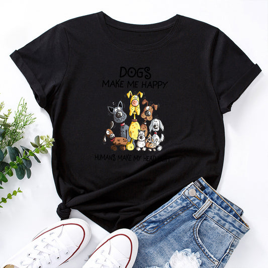 Dogs Make Me Happy Graphic  T-shirt